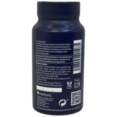 Vitamina D3 4.000UI (100pg) 60 comprimidos de Herbora Herbora HER-20107 Vitamina A y D salud.bio
