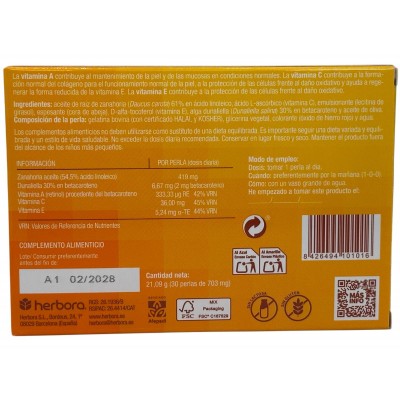 Nutri-protector solar 3 en 1 (Protégete del Sol también desde dentro) 30 Perlas de herbora Herbora HER-10101 Nutricosmética s...