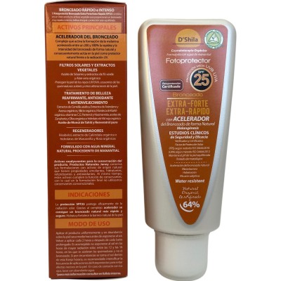 FOTOPROTECTOR BRONCEADOR Extra-forte Extra-Rapido SPF25 Orgánico 100ml de D´Shila D´Shila DSH-85663 Protectores solares salud...