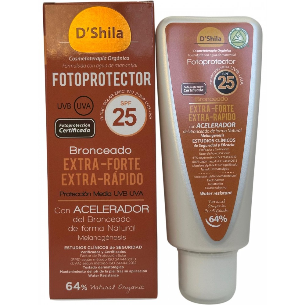 FOTOPROTECTOR BRONCEADOR Extra-forte Extra-Rapido SPF25 Orgánico 100ml de D´Shila D´Shila DSH-85663 Protectores solares salud...