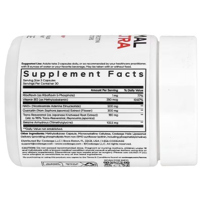 NAD+ 500mg Liposomal ULTRA sport 90 cápsulas vegetales de Codeage Codeage AGE-60903 Antioxidantes salud.bio