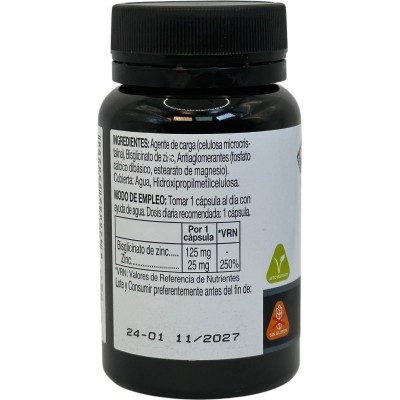 ZINC 25mg Bilglicinato de Zinc 125mg (Serie Elemantales) 30 Cápsulas de Novadiet Novadiet NOV-53529 Sistema inmunitario salud...