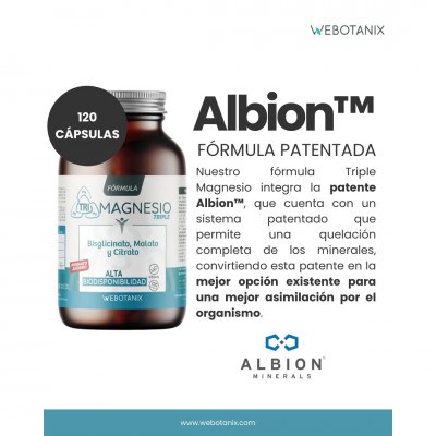 Fórmula Triple Magnesio (Bisglicinato, Malato, Citrato) 120 Cápsulas de WeBotanix WE BOTANIX WEB-22353 Suplementos Minerales ...