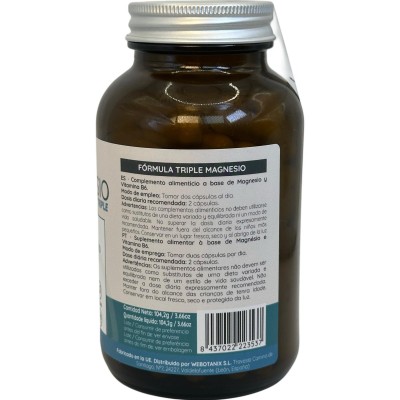 Fórmula Triple Magnesio (Bisglicinato, Malato, Citrato) 120 Cápsulas de WeBotanix WE BOTANIX WEB-22353 Suplementos Minerales ...