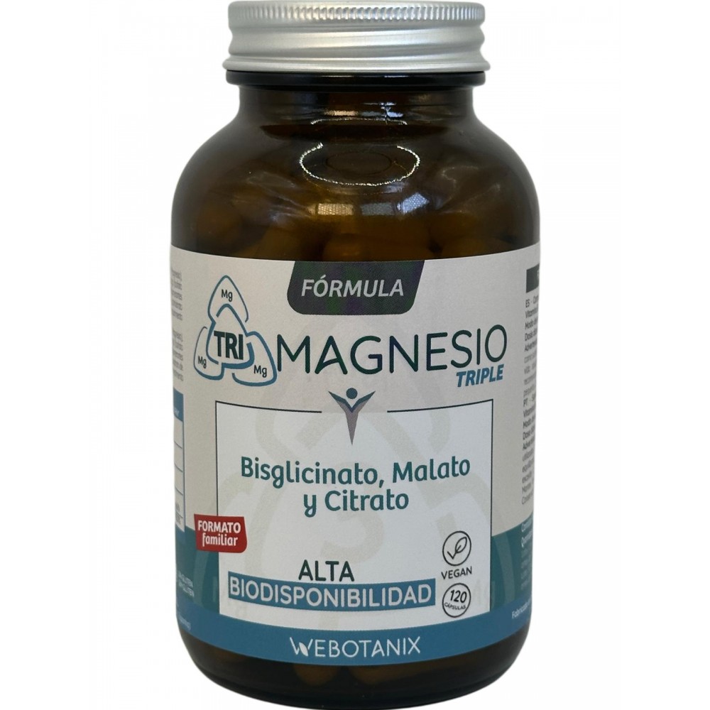 Fórmula Triple Magnesio (Bisglicinato, Malato, Citrato) 120 Cápsulas de WeBotanix WE BOTANIX WEB-22353 Suplementos Minerales ...