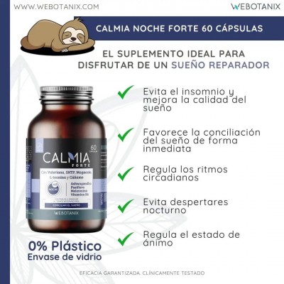 Calmia Noche Forte 60 Cápsulas de Webotanix WEBOTANIX WEB-22355 insomnio y descanso salud.bio