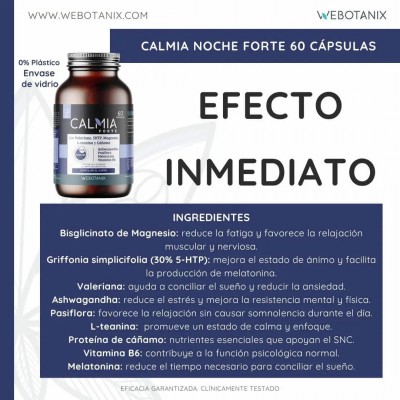 Calmia Noche Forte 60 Cápsulas de Webotanix WEBOTANIX WEB-22355 insomnio y descanso salud.bio
