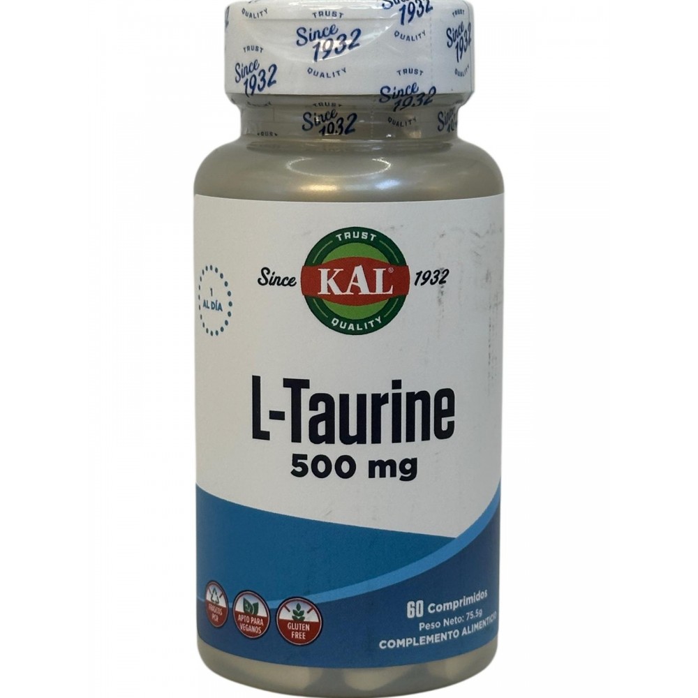L-Taurina 500mg 60 comprimidos de KAL KAL KAL-87344 Cansancio, fatiga, astenia primaveral salud.bio