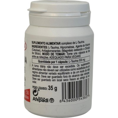 L-Taurina 500mg 50 cápsulas de Integralia INTEGRALIA INT-54382 Aminoácidos salud.bio