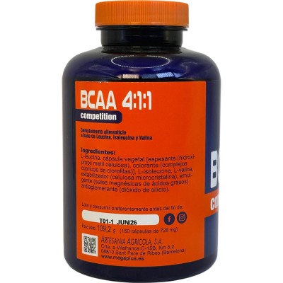 BCAA 4:1:1 Competition 150 Cápsulas de Megaplus Megaplus 132010 Proteinas salud.bio