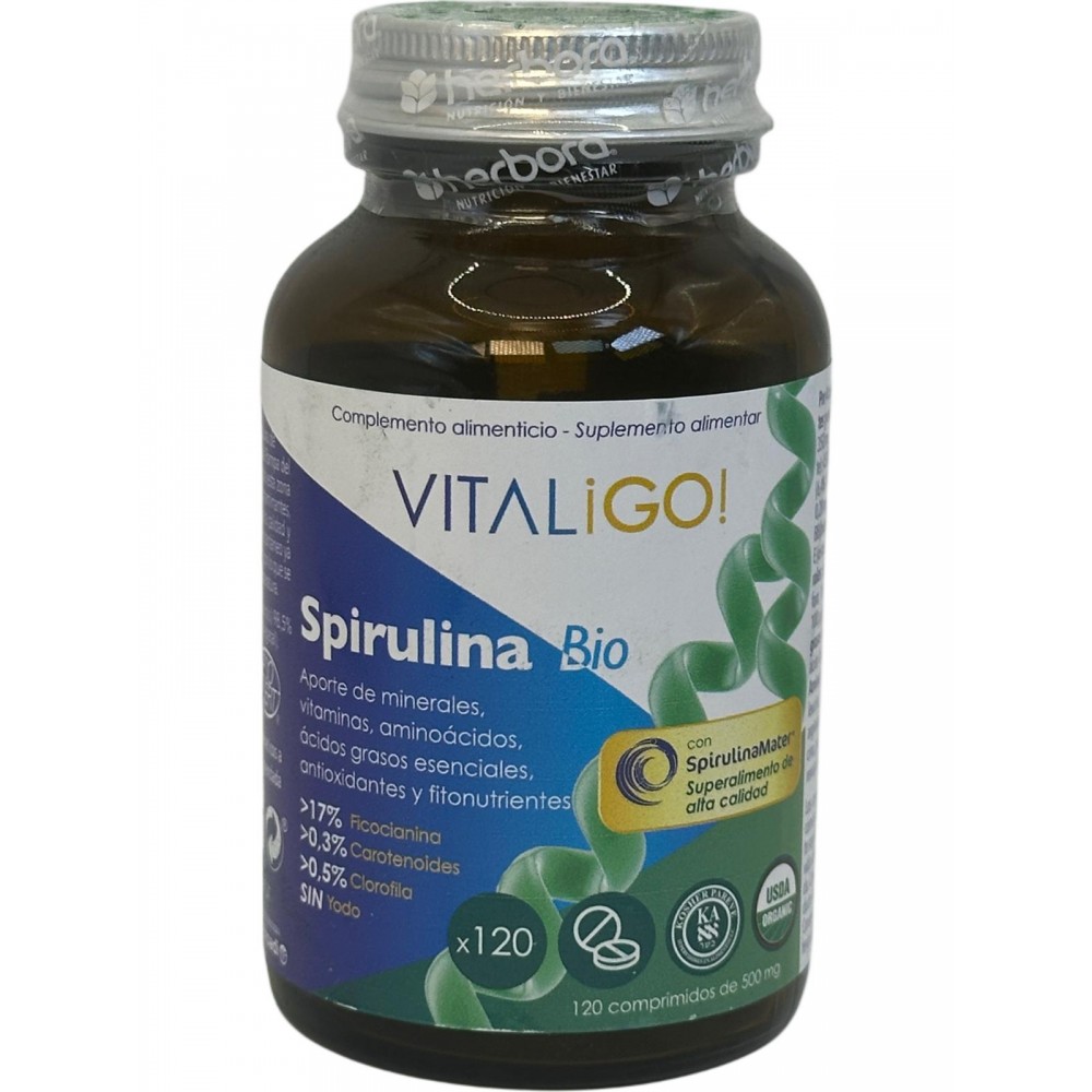 Alga Espirulina BIO VITALIGO 500mg 120 Comprimidos de Herbora Herbora HER-22006 Plantas Medicinales salud.bio