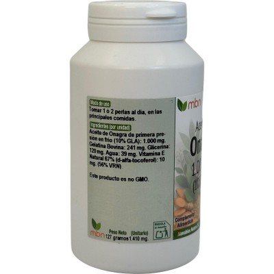 Onagra 1.000 mg, 10% GLA, 90 ó 200 perlas de Manabios Manabios 111591 Síndrome premenstrual y alteraciones hormonales salud.bio