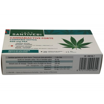 Cannabiactive FORTE PEA 400mg de Santiveri Santiveri  SAN-37237001 Articulaciones, Huesos, Tendones y Musculos, componen el A...