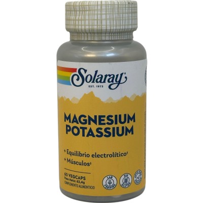 Magnesio + Potasio (en citrato), Taurina, B6, 60 Cápsulas Vegetales de Solaray SOLARAY SOLA-77404 Minerales salud.bio