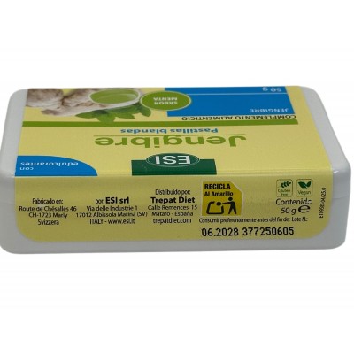 Jengibre sabor menta pastillas blandas Suizas 50g de ESI ESI ESI-13749 Acción benéfica garganta y pecho salud.bio