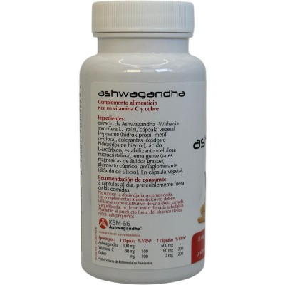 Ashwagandha KSM-66® 60 Cápsulas de PLANTIS Artesania Agrícola PLA-080007 Estados emocionales, ansiedad, estrés, depresión, re...