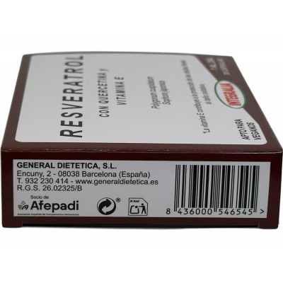 Resveratrol (Trans-Resveratrol) con quercetina y vitamina E, en 30 cápsulas de Integralia INTEGRALIA INT-54645 Antioxidantes ...