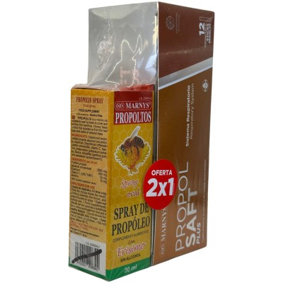 PACK 2x1 Propoltos Spray 30ml + PROPOLSAFT PLUS 12 stick x 15 ml de MARNYS® Marnys PACKMN623MNS108 Sistema inmunitario salud.bio