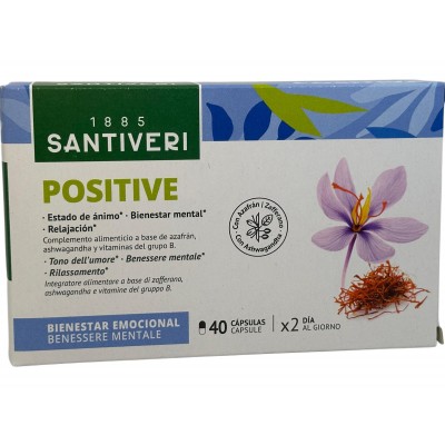 POSITIVE (Ashwagandha, crocus, Azafrán..) 40 cápsulas de Santiveri Santiveri  SAN-03117 Estados emocionales, ansiedad, estrés...