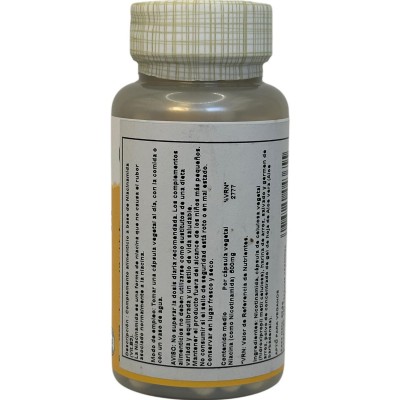 Niacinamida (vitamina B3) 500mg 100 cápsulas vegetales de Solaray SOLARAY SOLA-04365 Vitamina B salud.bio