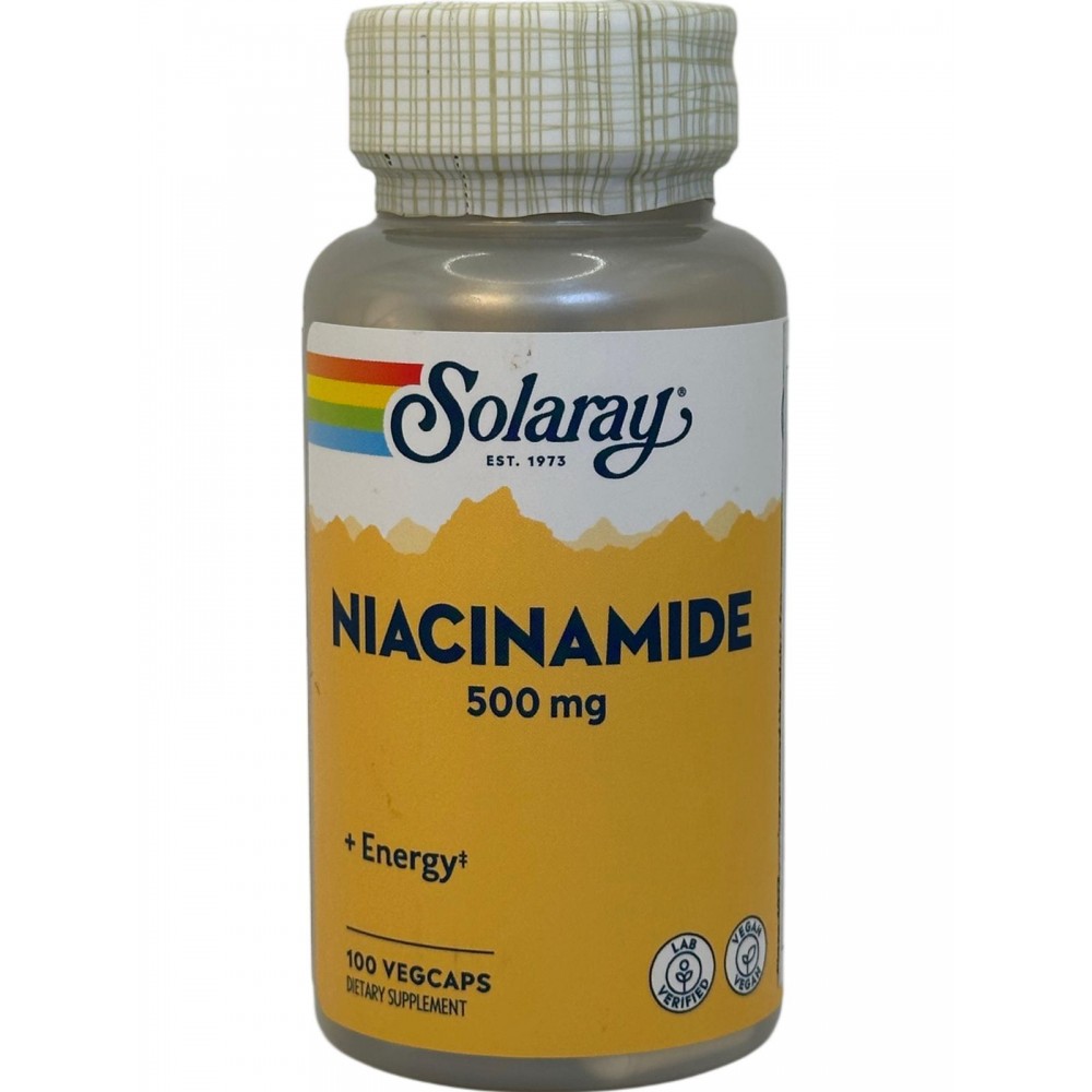 Niacinamida (vitamina B3) 500mg 100 cápsulas vegetales de Solaray SOLARAY SOLA-04365 Vitamina B salud.bio