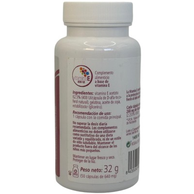 Vitamina E 268mg 400Ui en 60 perlas de Plantis Artesania Agrícola PLA-04042 Vitamina E salud.bio