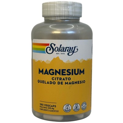 Citrato de Magnesio (Grande) 180 Cápsulas Vegetales de Solaray SOLARAY SM-37402 Articulaciones, Huesos, Tendones y Musculos, ...
