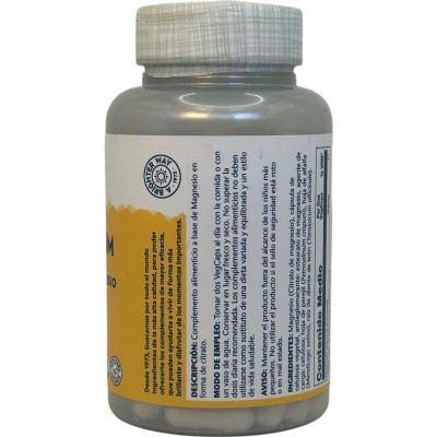 Magnesium Citrate 90 VegCaps. Sin gluten Apto para veganos de Solaray SOLARAY SM-4630 Articulaciones, Huesos, Tendones y Musc...