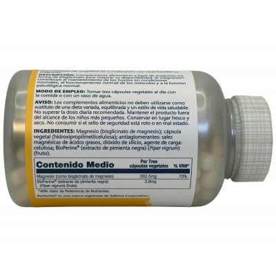 Magnesium Bisglycinate mejorado (Bisglicinato) 120 cápsulas vegetales de Solaray SOLARAY 54901 Articulaciones, Huesos, Tendon...
