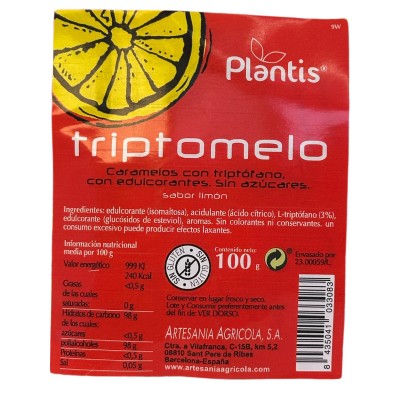 Caramelo Triptomelo sin azúcar de Plantis Artesania Agrícola 8435041033083 Estados emocionales, ansiedad, estrés, depresión, ...