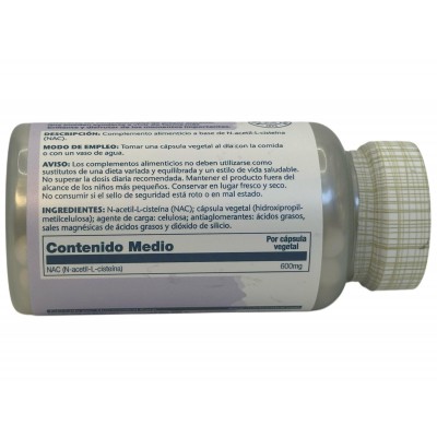 NAC N-Acetil L-Cisteína 295mg 60 cápsulas de Solaray SOLARAY SOLA-81353 Higado y sistema hepatobiliar salud.bio