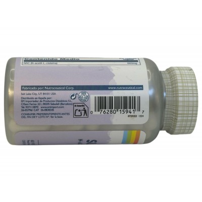 SUPER NAC N-Acetil L-Cisteína 600mg 60 cápsulas Vegetales de Solaray SOLARAY SOLA-15941 Higado y sistema hepatobiliar salud.bio