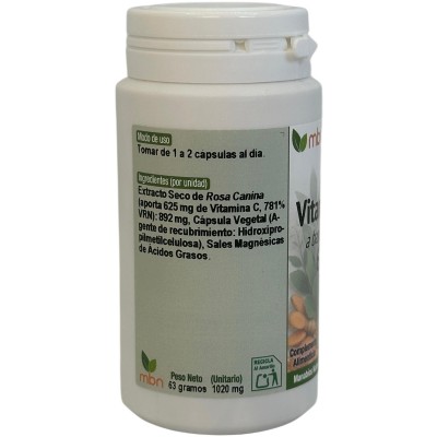 Vitamina C natural (escaramujo) 625mg 60+2 cápsulas vegetales de Manabios Manabios MAN-37168 Vitamina C salud.bio