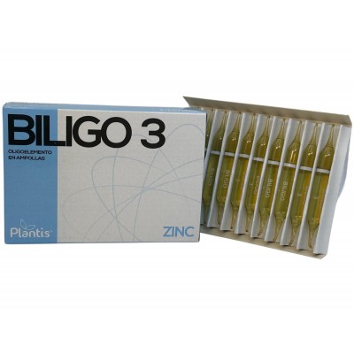 BILIGO 3 (Zinc) oligoelemento 20 ampollas de 2ml de Plantis Artesania Agrícola ART-03903 Sistema inmunitario salud.bio