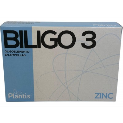 BILIGO 3 (Zinc) oligoelemento 20 ampollas de 2ml de Plantis Artesania Agrícola ART-03903 Sistema inmunitario salud.bio