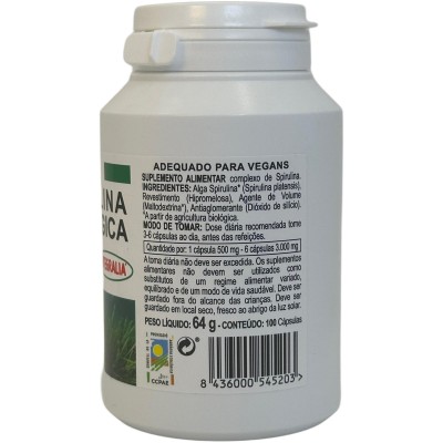 Alga Spirulina Ecológica 500mg 100 cápsulas de Integralia INTEGRALIA 497 Vitaminas y Minerales salud.bio