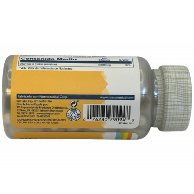 Vitamina A 3000mcg 60 Cápsulas Vegetales de Solaray SOLARAY SOLA-79094 Vitamina A y D salud.bio