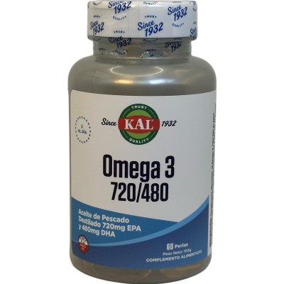 Omega 3 de 450mg EPA y 300mg DHA 60 perlas sabor limón de Kal KAL KAL-84640 Sistema circulatorio salud.bio