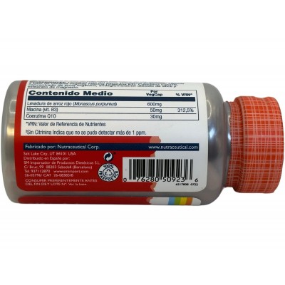 Levadura Roja de arroz, Red Yeast Rice Plus Q10, 60 VegCaps. Sin gluten. Apto para veganos de SOLARAY SOLARAY SM-8892 Ayudas ...