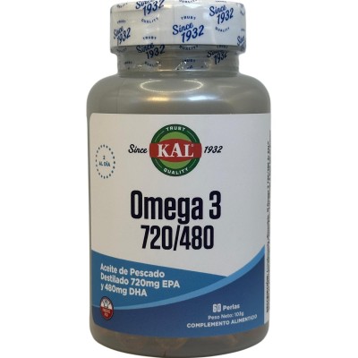 Omega 3 de 720mg EPA / 480DHA 60 perlas de Kal KAL KAL-71306 Sistema circulatorio salud.bio