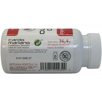 Cardo Mariano Extracto (Milk Thistle 27% Silimarina) 405mg 90 cápsulas de Plantis Artesania Agrícola ART-04239 Higado y siste...