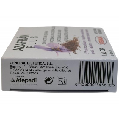Azafrán Plus 30 Cápsulas de Integralia INTEGRALIA GEN-494 Estados emocionales, ansiedad, estrés, depresión, relax salud.bio
