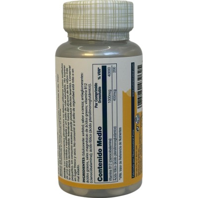 Vitamina B12 1000mcg con fólico 400mcg sublingual de Solaray SOLARAY SM-4345 Vitamina B salud.bio