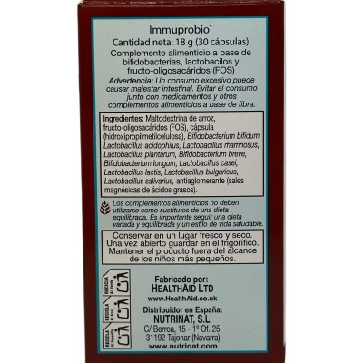 ImmuProbio (50.000 millones) 30 cápsulas de Health Aid Health Aid 802330 Ayudas aparato Digestivo salud.bio