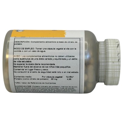 BIG Potasio Citrato 99 mg 200 Cápsulas Vegetales de Solaray SOLARAY SOLA-04671 Minerales salud.bio