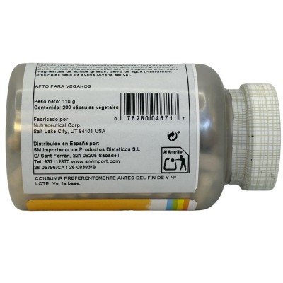 BIG Potasio Citrato 99 mg 200 Cápsulas Vegetales de Solaray SOLARAY SOLA-04671 Minerales salud.bio