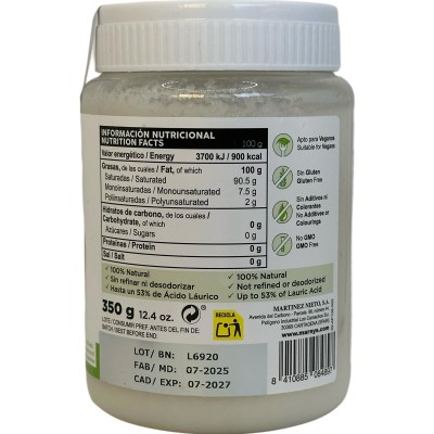 Aceite de Coco BIO ECO Virgen Extra 350g de MARNYS® Marnys AP108 Alimentación salud.bio