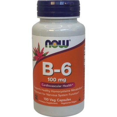 Vitamina B6, 100 mg, 100 cápsulas vegetales de NOW Foods NOW Foods NOW-00456 Vitamina B salud.bio