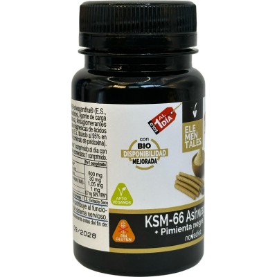 Ashwagandha KSM66 + (Pmienta Negra y B6) 30 comprimidos de Novadiet Novadiet NOV-53545 Estados emocionales, ansiedad, estrés,...