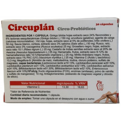 Circuplán 30 ó 60 cápsulas (Circulatorio con probióticos, piernas cansadas) de DIS DIS DIS-88552-37444 Sistema circulatorio s...
